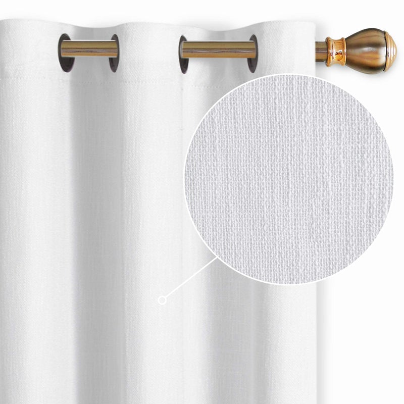 LORDTEX Linen Look Textured Blackout Curtains with Thermal Insulated Liner - Heavy Thick Grommet Window Drapes for Bedroom, 40 x 72 Inches, White, Set of 2 Panels - Image 2